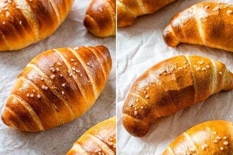 Dividing and pre-shaping salt bread dough into icicles
