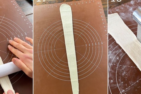 Rolling out dough and wrapping butter inside shio pan