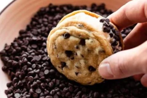 roll the edges in mini chocolate chips
